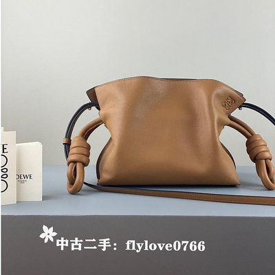 『二手』LOEWE Flamenco 迷你棕色繩結包/肩背包/斜跨包 A411FC2X37