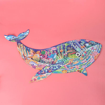 新款異形木質拼圖3D動物鯨魚拼圖木制拼圖玩具