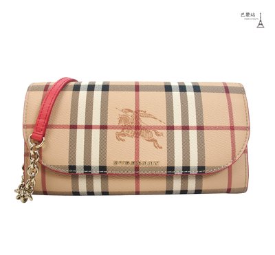 【巴黎站二手名牌專賣店】＊全新現貨＊BURBERRY 真品＊ Haymarket 格紋鏈帶粉桃紅WOC斜背包