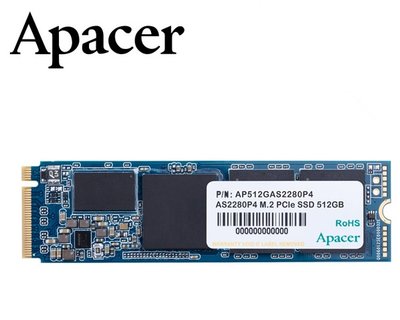 《SUNLINK》Apacer AS2280P4 512GB M.2 PCIe nvme Gen3x4 SSD 固態硬碟