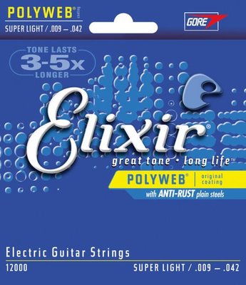 【華邑樂器36701】Elixir 12000 電吉他弦 (09-42 Polyweb 厚披覆厚膜 原廠公司貨)
