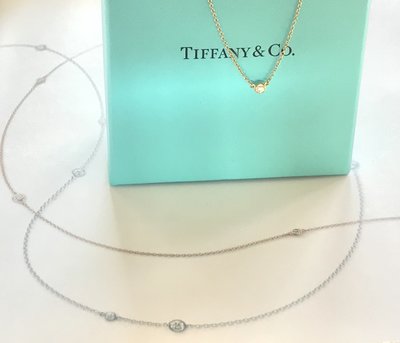 Tiffany &amp;Co. 附原廠盒 18k黃金 diamond by the yard 鑽石項鍊