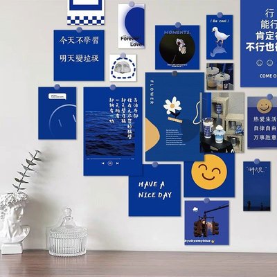 【拾樂】20張克萊因藍風景文字卡片墻面裝飾寢室DIY拍照-默認最小規格價錢 其它規格請諮詢客服