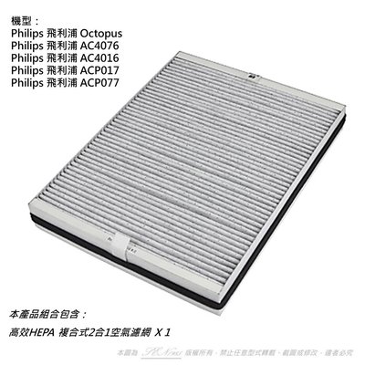 適用 Philips 飛利浦 AC4016 AC4076 空氣清淨機複合式2合1活性碳 HEPA 濾網 濾心 AC414