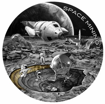 【海寧潮現貨】紐埃2023年太空采礦系列2鑲嵌隕石達爾卡哈爾銀幣