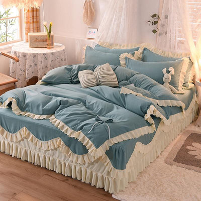 韓系公主風 床包組 全棉四件組床包 素色床包 床罩組 單人床包 雙人/加大床包 被套床等床裙組