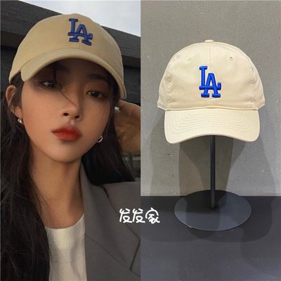 來貨了韓國MLB專柜正品大標軟頂LA卡其藍標刺繡棒球帽子3ACP6601N