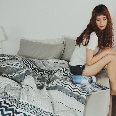 MIT精梳純棉-床包枕套組/單人3.5尺【戀路海岸】絲薇諾