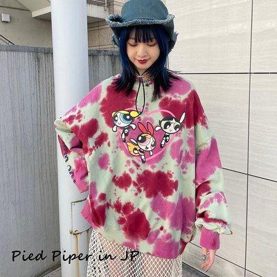 Pied Piper日本代購 GY023 The Powerpuff Girls飛天小女警渲染大學T恤