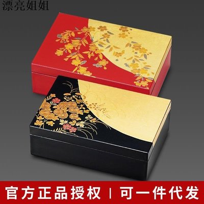 熱銷 進口餐具 日本進口手工漆器化妝首飾盒日式金箔鏡面飾品收納盒結婚禮物