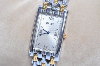 《寶萊精品》BALLY 百利銀白長型石英女子錶