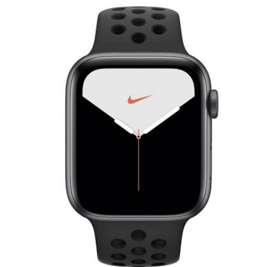 Apple Watch Nike S5(GPS)44mm太空灰色鋁金屬錶殼+黑色Nike運動錶帶