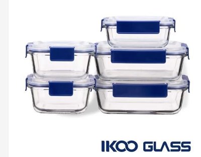 【IKOO GLASS】透明耐熱玻璃保鮮盒 5件