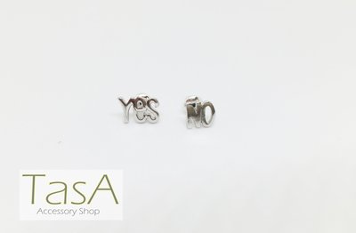 TasA Accessory shop-銀色簡約YES NO耳環