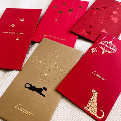 Cartier卡地亞金色紅色/TIFFANY &amp; Co./Van Cleef &amp; Arpels紅包袋（一組5款各1封）