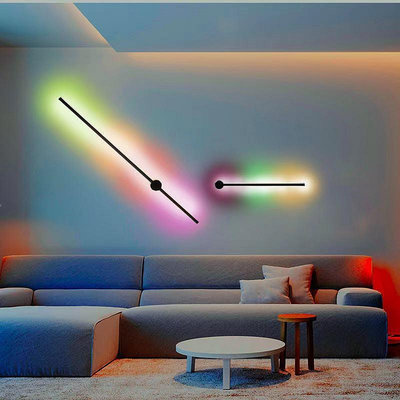 后現代創意壁燈藝術led線條RGB背景氛圍客廳臥室床頭北歐簡約壁燈