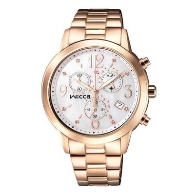 WICCA 可愛時刻計時腕錶(BM1-261-13)-珠貝x玫瑰金色/38mm