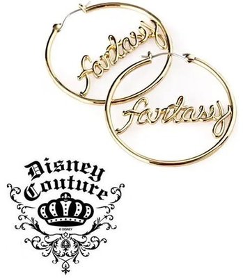 Disney Couture 迪士尼 FANTASY 奇思妙想 金色圓耳環 絕版特價