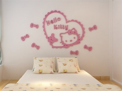 愛心 kitty 凱蒂貓 熊 3D hello kitty 立體 水晶 壓克力 牆貼 壁貼 兒童房 新娘房 裝飾 超可愛