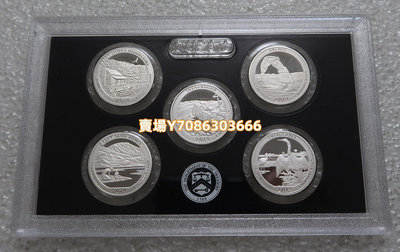 美國2014年5枚公園幣盒證PROOF精制銀幣套裝S版 錢幣 銀幣 紀念幣【悠然居】844