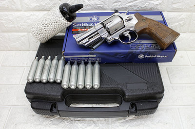[01] UMAREX Smith &amp; Wesson M29 3吋 左輪 CO2槍 銀 + CO2小鋼瓶 + 奶瓶+槍盒