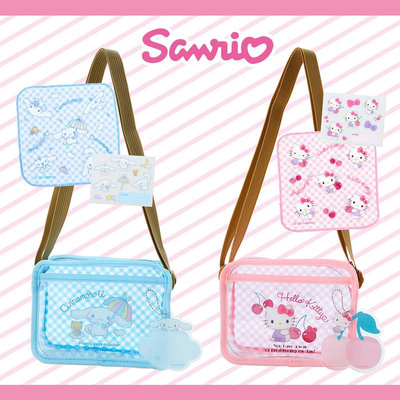 兒童透明斜背包附方巾貼紙 KITTY/大耳狗 三麗鷗 Sanrio 日本進口正版授權