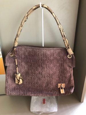 Louis Vuitton LV 紫色蛇皮手把包 手提包 肩背包