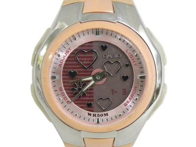[專業] 石英錶 [CASIO LCF-10] 卡西歐粉紅色雙顯女錶-[指針+液晶面]計設/時尚錶