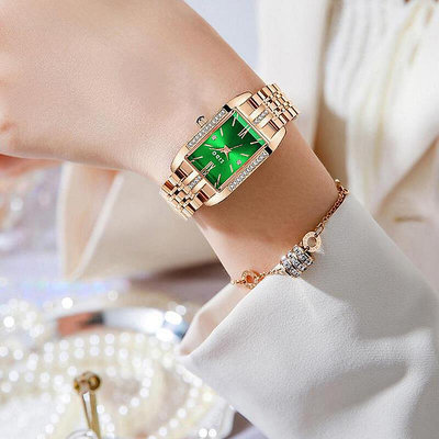 【現貨】ZIDO品牌寶石綠全自動時尚百搭氣質輕奢防水長方形1308女士腕錶