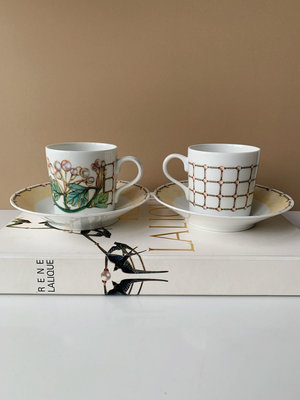 【二手】lalique萊儷｜Perles野生珍珠咖啡/可可杯碟套裝 回流 中古瓷器 餐具【禪靜院】-601