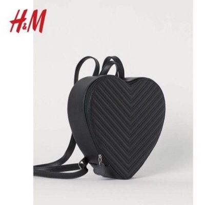H&M hm 黑色愛心心型雙肩後背包