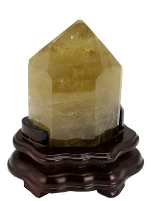 [晶晶洞洞]]巴西清透料.天然黃.黃水晶教堂骨幹.淨重496g.贈木座
