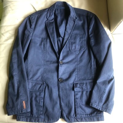[品味人生2] 保證正品 PRADA 深藍 單寧  休閒西裝外套 休閒外套 size 54  適合 XL