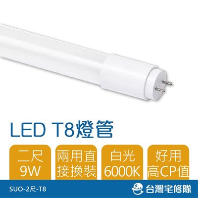 精選商品 LED T8型燈管 9W 2尺 白光 日光燈管 2呎 高CP值─台灣宅修隊17ihome
