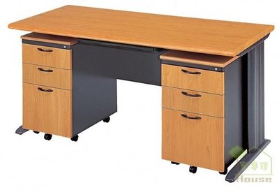 [ 家事達 ] 台灣OA-265-12 SCD 木紋深灰腳鐵製辦公桌組(150*70*高74cm) 特價