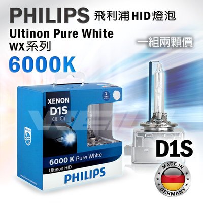 最新版本 Philips飛利浦 Ultinon Pure White WX系列 D1S 6000K HID燈泡