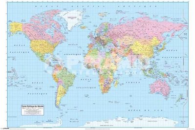 拼圖海報專賣店-世界地圖海報  PP33371(世界地圖World Map-法語版)