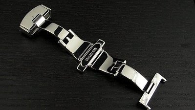 18mm高質感不鏽鋼精製双按式彈簧蝴蝶扣,折疊扣,更有效延長皮錶帶年限