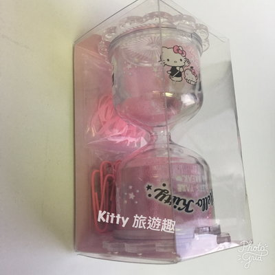 [Kitty 旅遊趣] Hello Kitty 迴紋針及橡皮筋組 文具組 凱蒂貓 大耳狗 沙漏造型文具收納