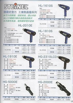 ㊣宇慶S舖㊣ STEINEL 德國史登力 熱風槍 HL-2010E 110V其他規格歡迎洽詢