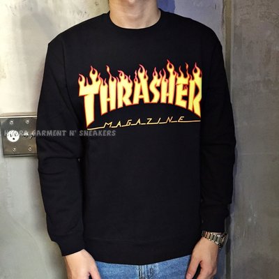 【HYDRA】Thrasher Flame Sweater 日本限定 火焰 黑 藍 衛衣 街頭 滑板 大學T M L