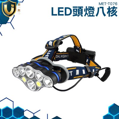 T076 LED頭燈八核套裝大全配 鋰電*2+充電線 獨一無二
