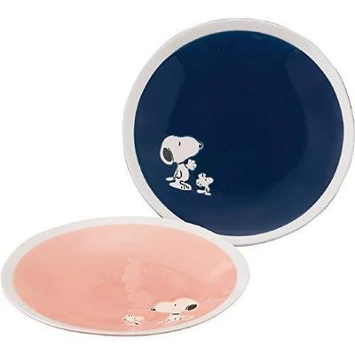 asdfkitty*日本製 SNOOPY史努比與糊塗塔克圓型陶瓷淺盤2入