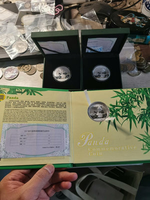 真品古幣古鈔收藏2017年金總封裝熊貓銀幣 2017年熊貓銀幣一盎司，全部無