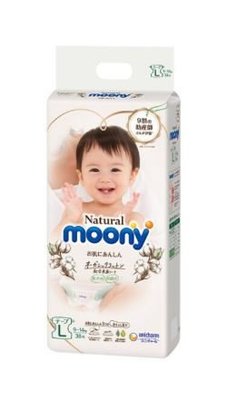 【箱購】moonyNatural moony紙尿褲 (L)38片x 4包NYNLLL38X4