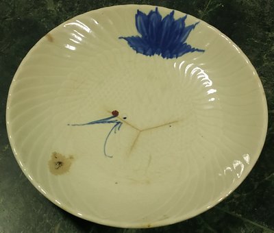 早期老碗盤  手繪丹頂鶴 大圓盤。。（4）