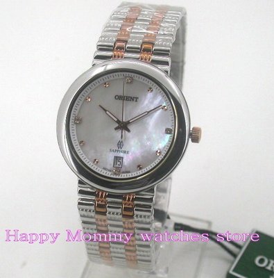【 幸福媽咪 】 ORIENT 日本 東方錶 公司貨 珍珠貝面腕錶-銀x玫瑰金/35mm 男錶 HT72X41