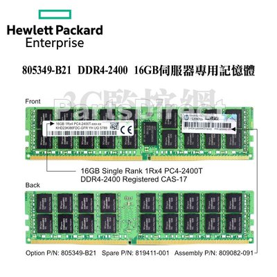 全新盒裝 HP 伺服器專用記憶體 805349-B21 819411-001 16GB DDR4-2400