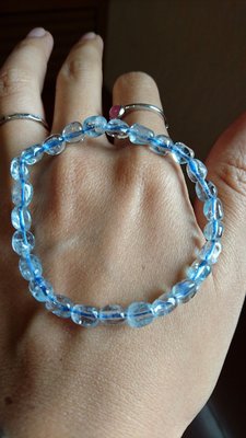 天然透料隨形海水藍寶海藍寶單圈手鍊手珠