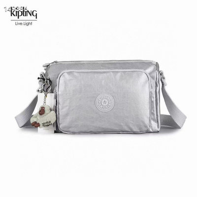 現貨直出 Kipling 猴子包 K12969 金屬銀 輕量輕便多夾層 斜背肩背包 防水 限時優惠 明星大牌同款
